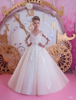 FINAL SALE 1101 Lavina Girls Dress With Long Sleeves(1101 Lavina Girls Dress With Long Sleeves)