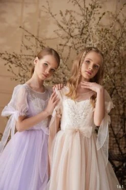 Flower Girls Tulle Dress With Bow Sleeves(Flower Girls Tulle Dress With Bow Sleeves) -Mia Bambina Store 1615