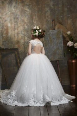 Girls Lace & Tulle Cap-Sleeved Dress(Girls Lace Tulle Cap Sleeved Dress) 6 Girls Lace & Tulle Cap-Sleeved Dress(Girls Lace Tulle Cap Sleeved Dress) -Mia Bambina Store 3047 3