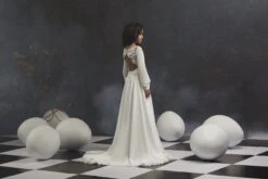 Lace And Chiffon A-line Gown With Bishop Sleeves(Lace And Chiffon A Line Gown With Bishop Sleeves) -Mia Bambina Store 3049 1