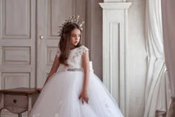 Dimond White Flower Girl Dress(3106 Dimond White Flower Girl Dress) -Mia Bambina Store 3106 3
