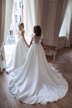 Deluxe Satin Dress With Flared Sleeves(Deluxe Satin Dress With Flared Sleeves) 7 Deluxe Satin Dress With Flared Sleeves(Deluxe Satin Dress With Flared Sleeves) -Mia Bambina Store 3107 5