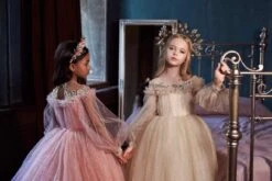 Girls Long Tulle Dress In Blush Pink(3112 Long Tulle Dress) -Mia Bambina Store 3112 long sleeved tulle dress mia bambina boutique 15552046432321