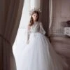 Open Back Ball Gown With Bishop Sleeves(Open Back Ball Gown With Bishop Sleeves)