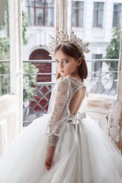 Open Back Ball Gown With Bishop Sleeves(Open Back Ball Gown With Bishop Sleeves) -Mia Bambina Store 3120 pentelei 15344794697793