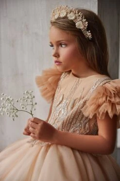 3216 Luxurious Peach Flower Girl Dress(3216 Luxurious Peach Flower Girl Dress)