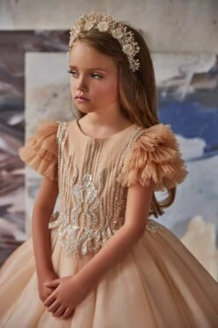 3216 Luxurious Peach Flower Girl Dress(3216 Luxurious Peach Flower Girl Dress) -Mia Bambina Store 3216 3