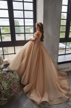 3216 Luxurious Peach Flower Girl Dress(3216 Luxurious Peach Flower Girl Dress) -Mia Bambina Store 3216 4