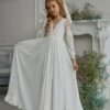 Girls First Communion Dress With Sleeves(Girls First Communion Dress With Sleeves)