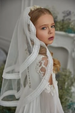 Girls First Communion Dress With Sleeves(Girls First Communion Dress With Sleeves) -Mia Bambina Store 3301 4