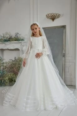 Modern Holy Communion Dress With Train(Modern Holy Communion Dress)