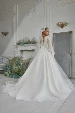 Modern Holy Communion Dress With Train(Modern Holy Communion Dress) -Mia Bambina Store 3306 3