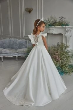 Flutter Sleeve Traditional Dress For Communions(Flutter Sleeve Traditional White Dress For Communions) 8 Flutter Sleeve Traditional Dress For Communions(Flutter Sleeve Traditional White Dress For Communions) -Mia Bambina Store 3310 2