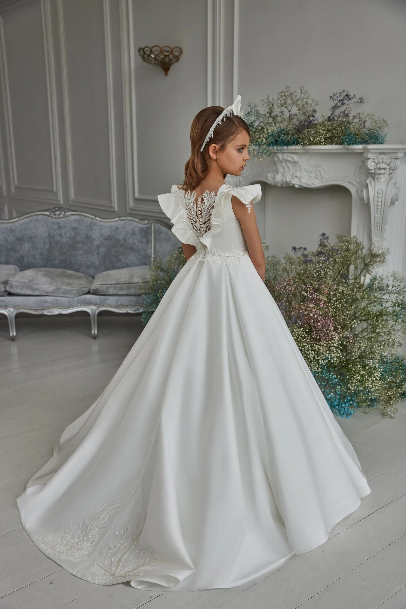 Flutter Sleeve Traditional Dress For Communions(Flutter Sleeve Traditional White Dress For Communions) 3 Flutter Sleeve Traditional Dress For Communions(Flutter Sleeve Traditional White Dress For Communions) - Image 3