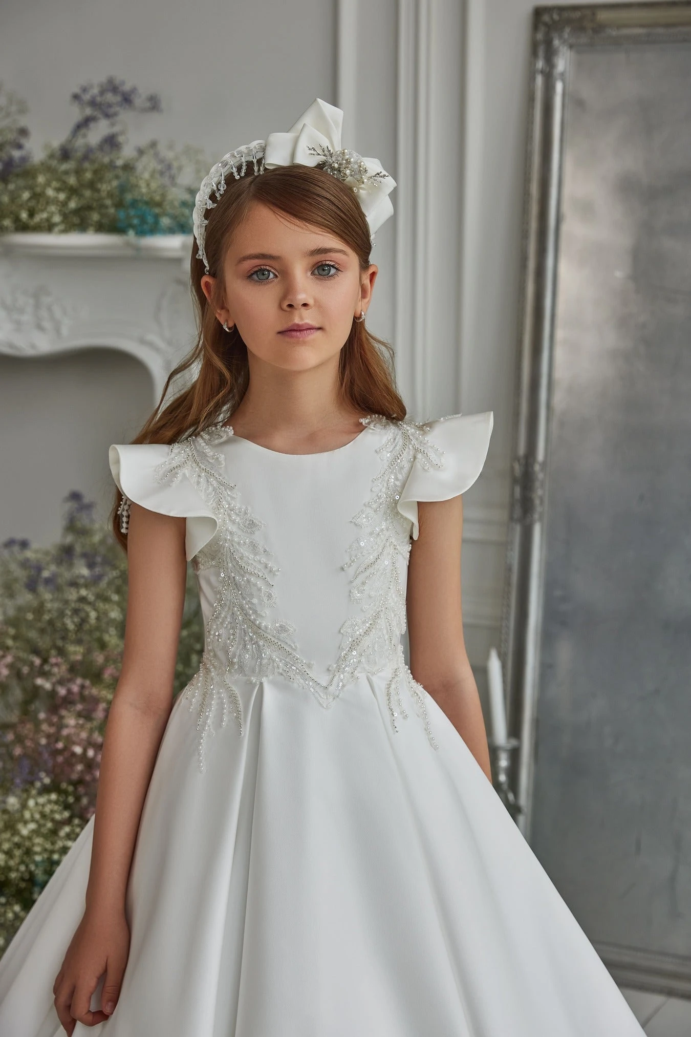 Flutter Sleeve Traditional Dress For Communions(Flutter Sleeve Traditional White Dress For Communions) 2 Flutter Sleeve Traditional Dress For Communions(Flutter Sleeve Traditional White Dress For Communions) - Image 2