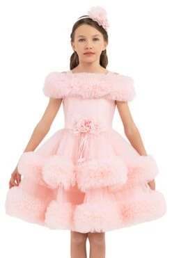 Girls Pink Ruffle Dress(Girls Pink Ruffle Dress) -Mia Bambina Store 33163PR Powder 5