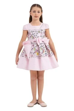 Girls Pink Unicorn Print Summer Dress(Girls Pink Unicorn Print Summer Dress 4t 8)