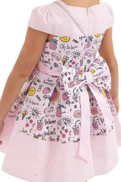 Girls Pink Unicorn Print Summer Dress(Girls Pink Unicorn Print Summer Dress 4t 8) -Mia Bambina Store 33332PR Powder 6