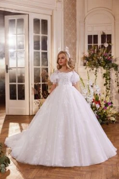 Bergamo Flower Girl Dress With Puff Sleeves(Bergamo)