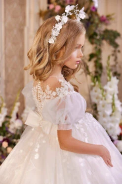 Bergamo Flower Girl Dress With Puff Sleeves(Bergamo) -Mia Bambina Store 3402 4