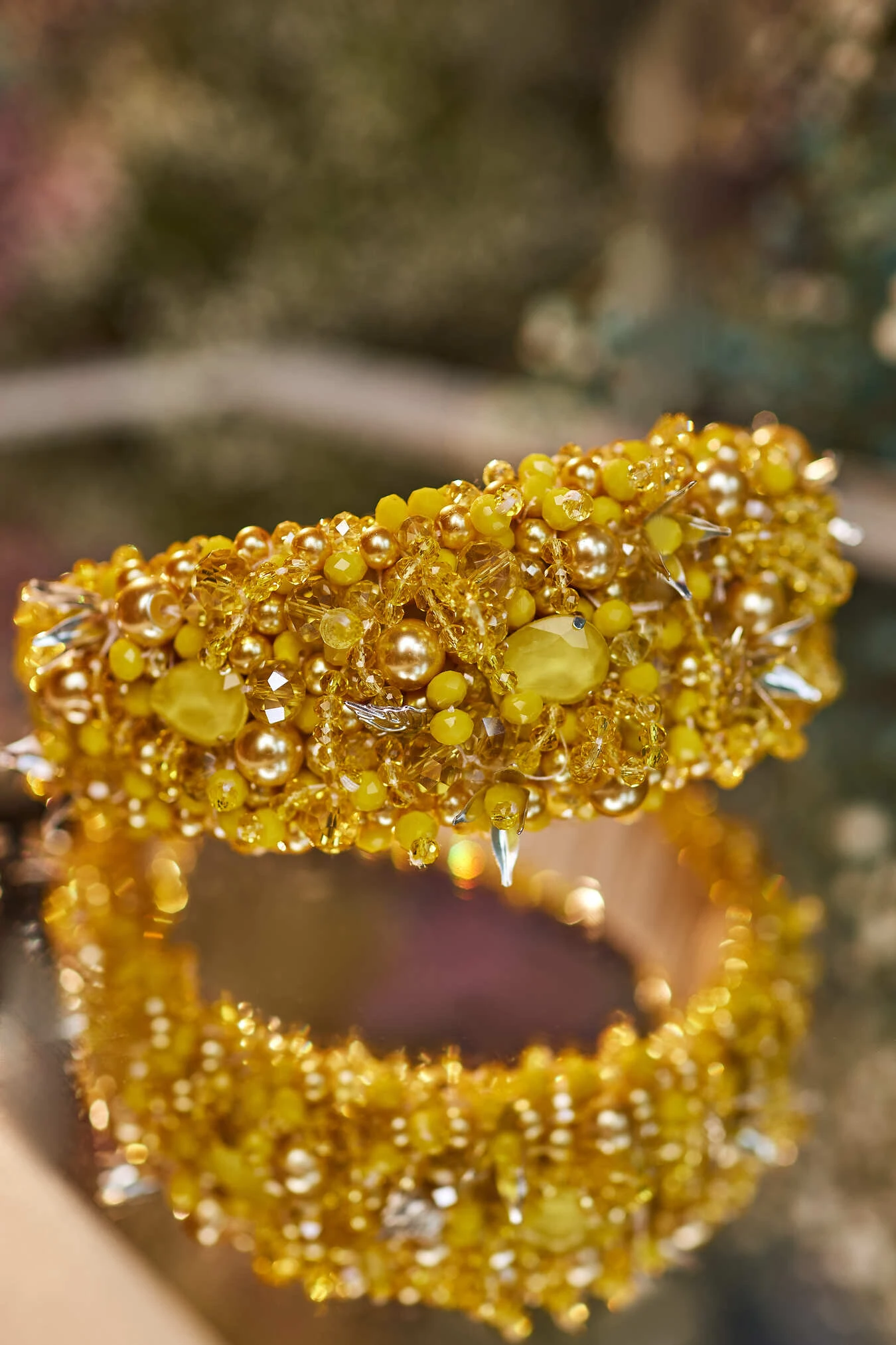 Wide Golden Yellow Crystal Hairband(Wide Golden Yellow Crystal Hairband A20n) 2 Wide Golden Yellow Crystal Hairband(Wide Golden Yellow Crystal Hairband A20n) - Image 2