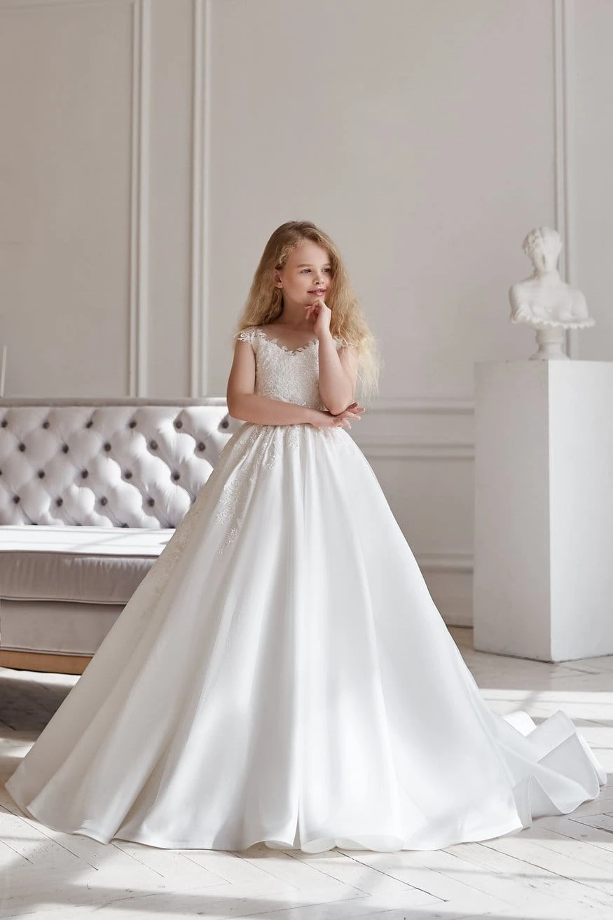 Satin And Lace Communion Dress(Ab042) 1 Satin And Lace Communion Dress(Ab042)