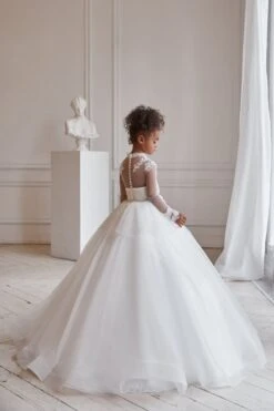 Girls Soft White Ballgown With A Sparkly Peplum(Girls Soft White Ballgown With A Sparkly Peplum) -Mia Bambina Store AB046 3