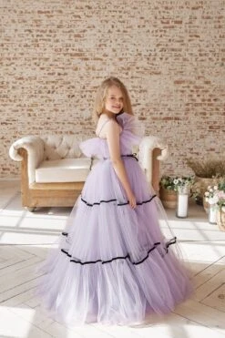 Ruffle Neck Tulle Flower Girl Dress(Ruffle Neck Tulle Flower Girl Dress) -Mia Bambina Store AB049 3