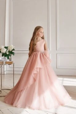 One Shoulder Flower Girl Dress In Soft Tulle(Ab051 One Shoulder Tulle Dress)