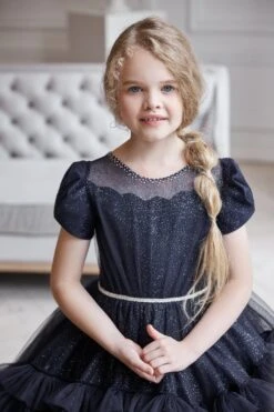 AB054 Long Black Flower Girl Dress(Ab054 Long Black Flower Girl Dress) -Mia Bambina Store AB054 2