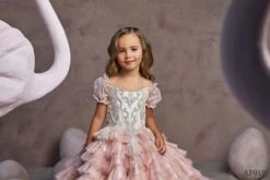 Blush Flower Girl Ball Gown Dress(Blush Flower Girl Dress For Quinceanera) -Mia Bambina Store AF 010 3