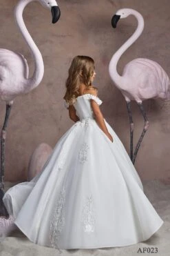 Little Girl Off The Shoulder Dress For Weddings(Little Girl Off The Shoulder Dress For Weddings) -Mia Bambina Store AF 023 3