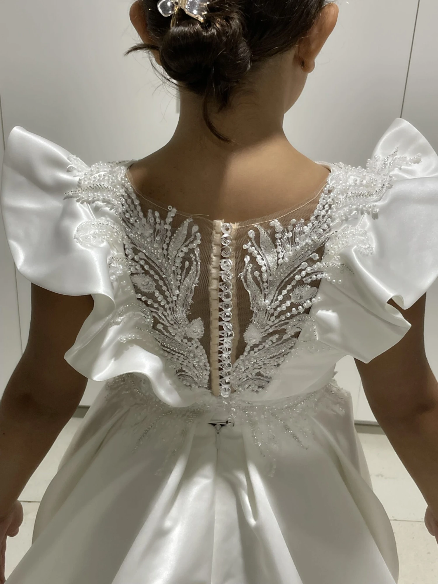 Flutter Sleeve Traditional Dress For Communions(Flutter Sleeve Traditional White Dress For Communions) 6 Flutter Sleeve Traditional Dress For Communions(Flutter Sleeve Traditional White Dress For Communions) - Image 6