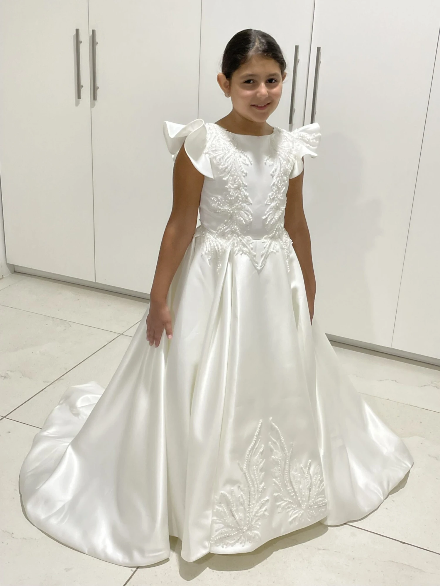 Flutter Sleeve Traditional Dress For Communions(Flutter Sleeve Traditional White Dress For Communions) 4 Flutter Sleeve Traditional Dress For Communions(Flutter Sleeve Traditional White Dress For Communions) - Image 4