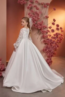 Regina Traditional Communion Dress With Bishop Sleeves(Regina Traditional Communion Dress With Bishop Sleeves) -Mia Bambina Store PR105 3