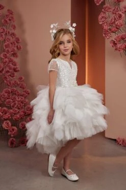 Melissa Ruffled High-Low Flower Girl Dress(Pr106)
