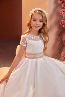 Marla Classic Communion Dress With A Sash(Marla Classic Communion Dress With A Sash) -Mia Bambina Store PR121 4