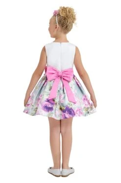 Girls Floral Print Bow Dress(Girls Floral Print Bow Dress 8 12) -Mia Bambina Store Pamina 0962