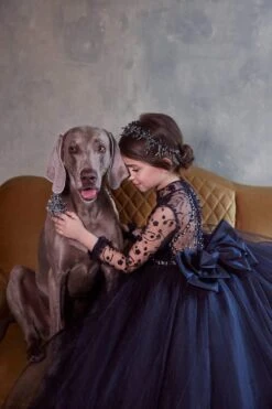 Flower Girl Dress With Long Sleeves(Black Flower Girl Dress With Long Sleeves 3142) -Mia Bambina Store black flower girl dress with long sleeves 3142 pentelei 15344908075073