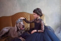 Flower Girl Dress With Long Sleeves(Black Flower Girl Dress With Long Sleeves 3142) -Mia Bambina Store black flower girl dress with long sleeves 3142 pentelei 15408204185665