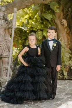 Ruffled Tulle Dress With Straps(3105 Ruffled Tulle Dress With Straps) 8 Ruffled Tulle Dress With Straps(3105 Ruffled Tulle Dress With Straps) -Mia Bambina Store contemporary flower girl dress in black