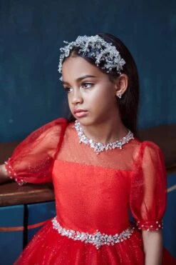 Elegant Christmas Party Dress For Girls – Sparkling Ball Gown With Puff Sleeves(Elegant Christmas Party Dress For Girls Sparkling Ball Gown With Puff Sleeves) -Mia Bambina Store elegant christmas party dress for girls sparkling ball gown with puff sleeves mia bambina boutique 4