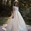 Fresno Vintage-inspired Satin And Lace Gown(Fresno Flower Girl Dress For Wedding)