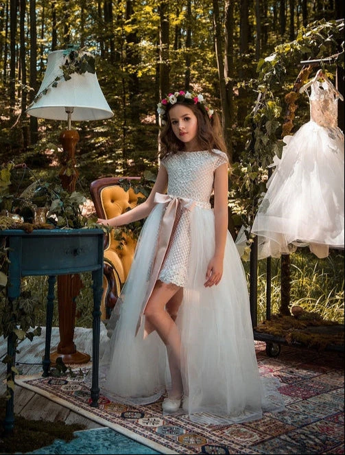 Girls Little Lace Dress With Detachable Tulle Overskirt(Girls Little Lace Dress With Detachable Tulle Overskirt) 1 Girls Little Lace Dress With Detachable Tulle Overskirt(Girls Little Lace Dress With Detachable Tulle Overskirt)