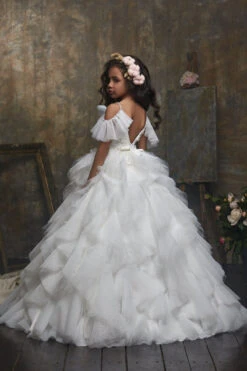 Girl's Ruffled Sparkly Long Princess Dress(Girls Ruffled Sparkly Long Princess Dress)