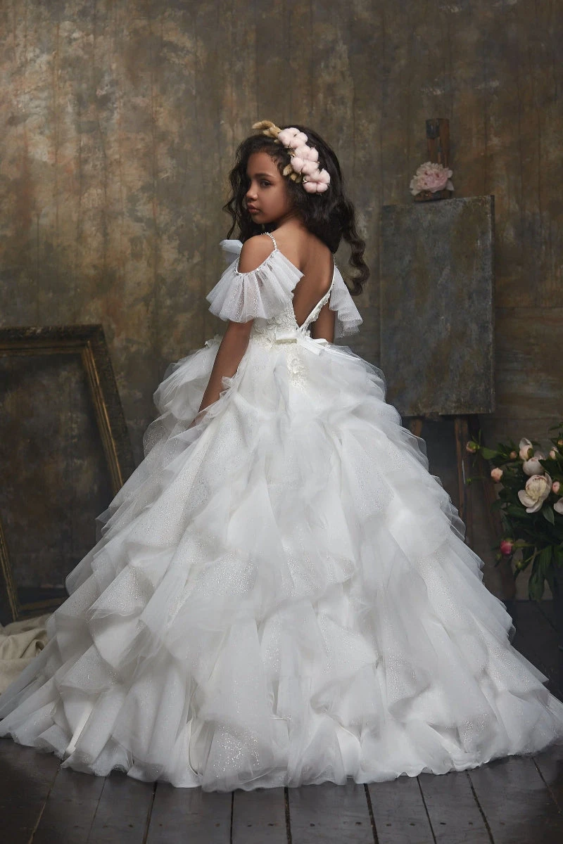 Girl's Ruffled Sparkly Long Princess Dress(Girls Ruffled Sparkly Long Princess Dress) 1 Girl's Ruffled Sparkly Long Princess Dress(Girls Ruffled Sparkly Long Princess Dress)