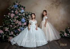 Ivana - Off Shoulder Flower Girl Dress With An Intricate Floral Design(Off The Shoulder Flower Girl Dress) -Mia Bambina Store ivana off shoulder flower girl dress with an intricate floral design mia bambina boutique 4156657139777