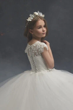 Lace And Pearls Ivory Flowergirl Dress(Lace And Pearls Ivory Flowergirl Dress) -Mia Bambina Store lace and pearls ivory flowergirl dress mia bambina boutique 2