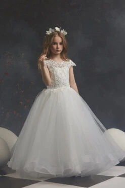 Lace And Pearls Ivory Flowergirl Dress(Lace And Pearls Ivory Flowergirl Dress)