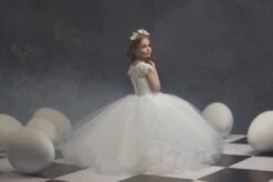 Lace And Pearls Ivory Flowergirl Dress(Lace And Pearls Ivory Flowergirl Dress) -Mia Bambina Store lace and pearls ivory flowergirl dress mia bambina boutique 3